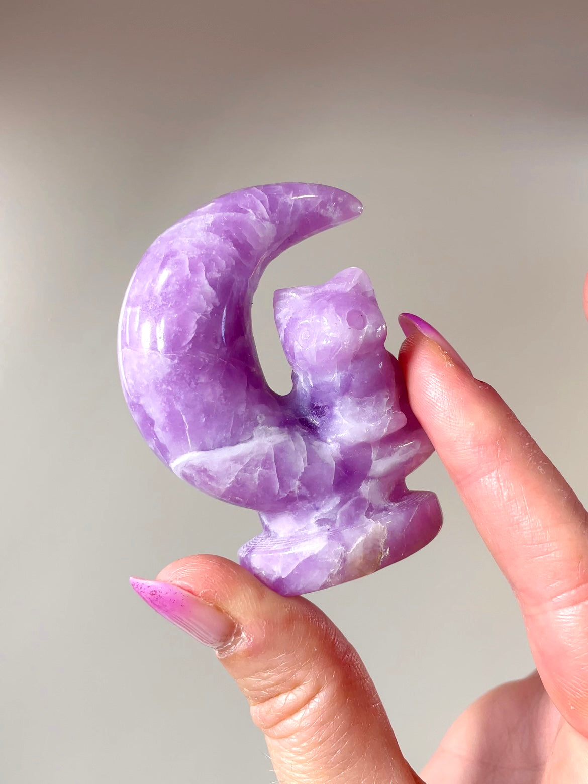 Statuette Chat Lépidolite