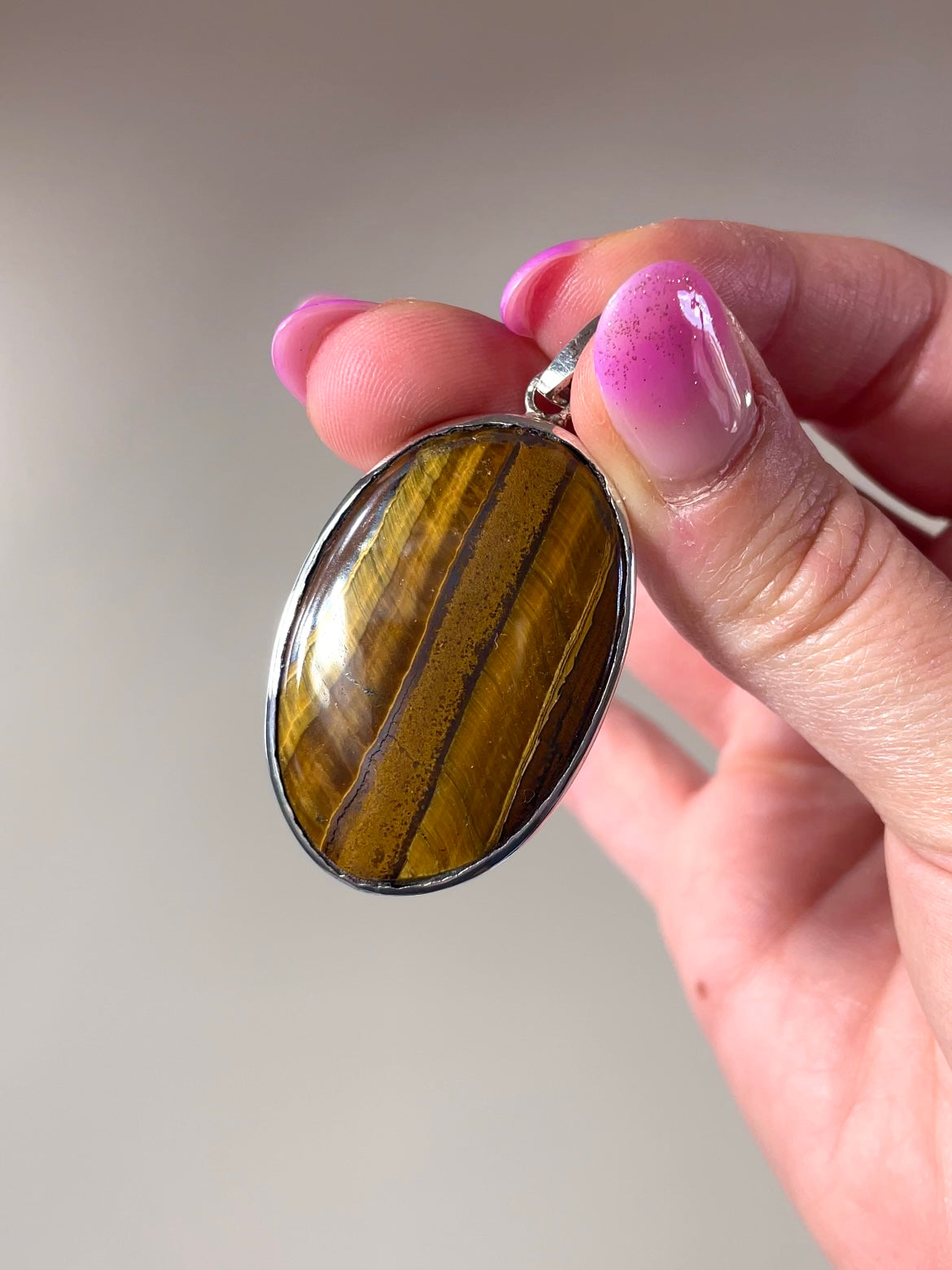 Pendentif Argent 925 Œil de Tigre